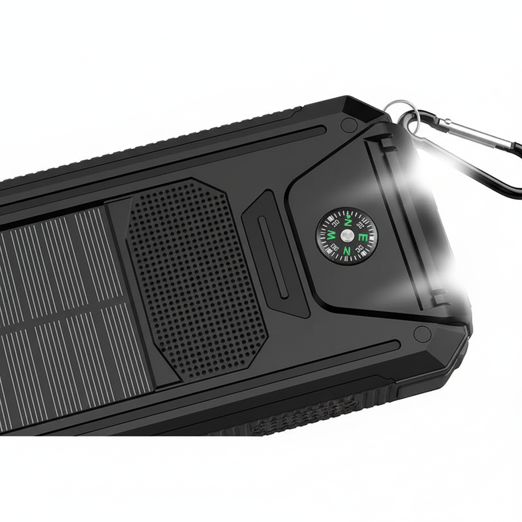 200000mAh Solar Power Bank Portable Waterproof Outdoor Dual USB Ports Fast Charging LED Flashlight for iPhone Tablet and Android