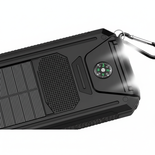 200000mAh Solar Power Bank Portable Waterproof Outdoor Dual USB Ports Fast Charging LED Flashlight for iPhone Tablet and Android