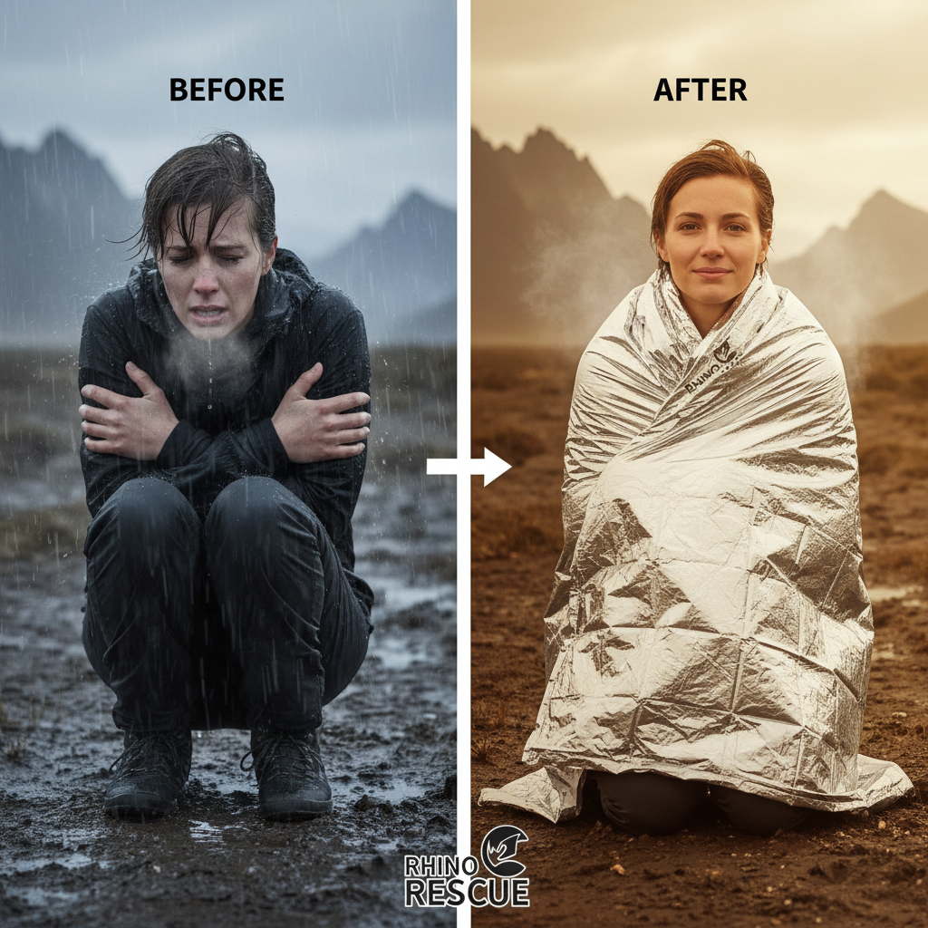 Rhino Rescue Emergency Blanket 1.6*2.1m Space Mylar Thermal for Outdoors, Hiking, Survival Blanket 10PC