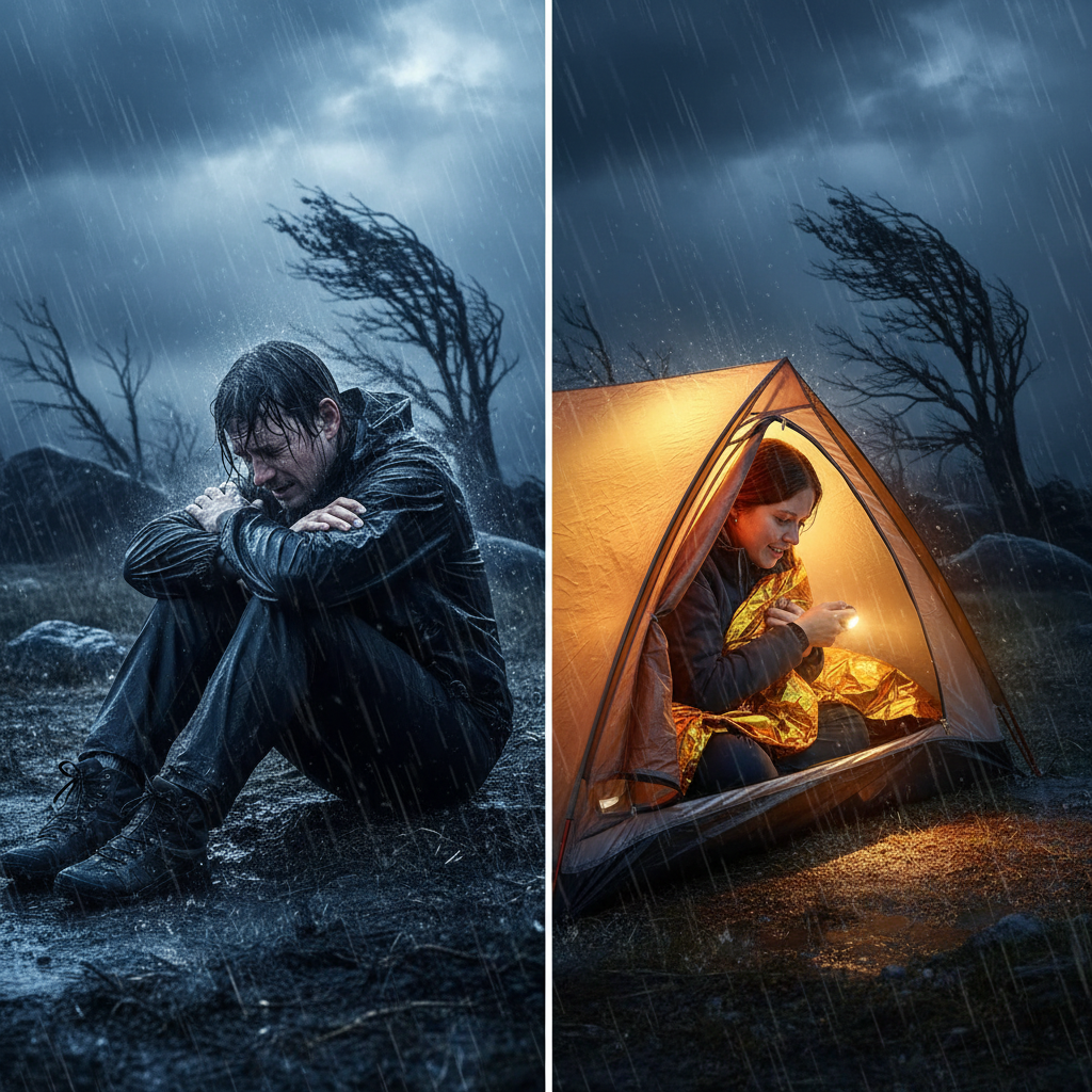 2 Person Emergency Shelter Bivy Survival Tent Kit Mylar Tube Tent Sleeping Bag Waterproof Outdoor SOS Thermal Blanket Reusable