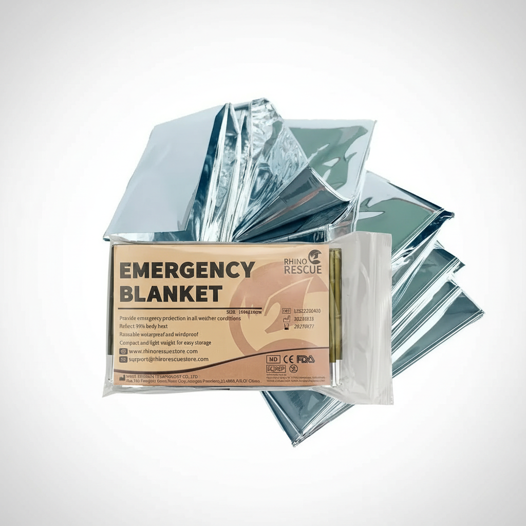 Rhino Rescue Emergency Blanket 1.6*2.1m Space Mylar Thermal for Outdoors, Hiking, Survival Blanket 10PC